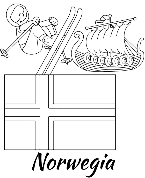 Norwegia flaga kolorowanka do druku - Ausmalbild zum Ausdrucken
