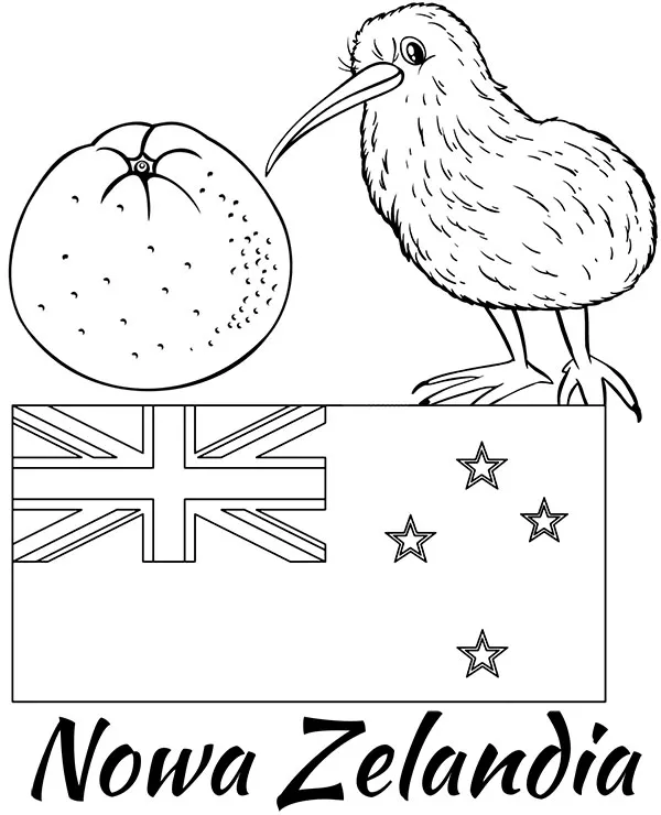 Nowa zelandia flaga kiwi malowanka - Ausmalbild zum Ausdrucken