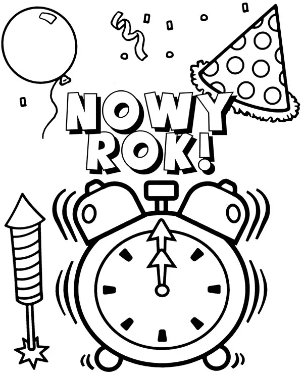Nowy rok kartka kolorowanka symbole - Ausmalbild zum Ausdrucken
