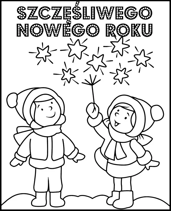 Nowy rok kolorowanka dzieci zimne ognie - Ausmalbild zum Ausdrucken