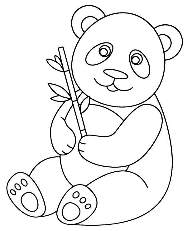 Panda z bambusem kolorowanka zwierzeta azji - Ausmalbild zum Ausdrucken