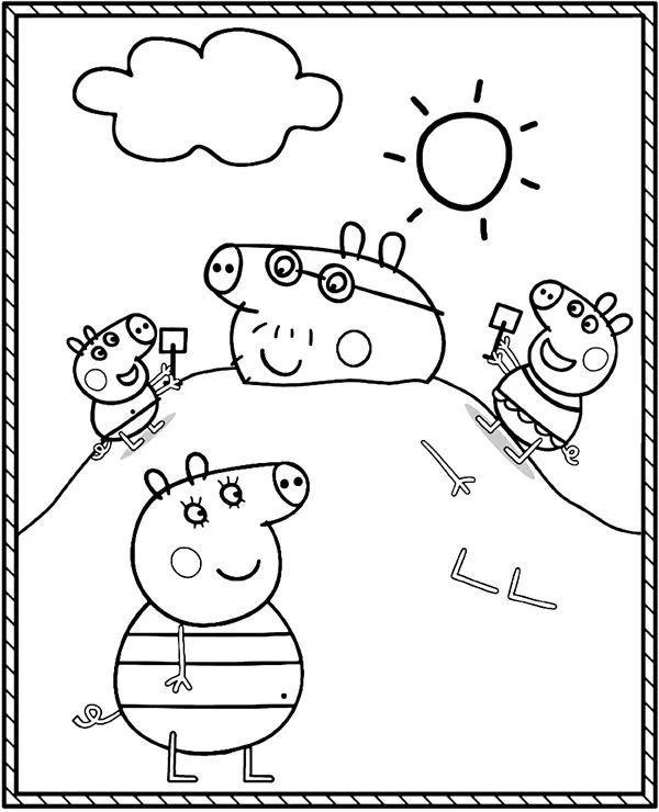 Peppa kolorowanka plaża wakacje do druku