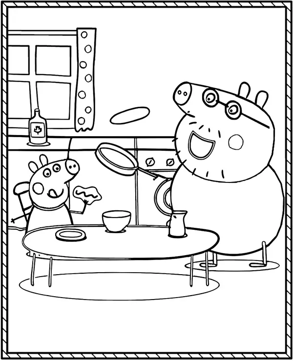 Peppa śniadanie kolorowanka do druku
