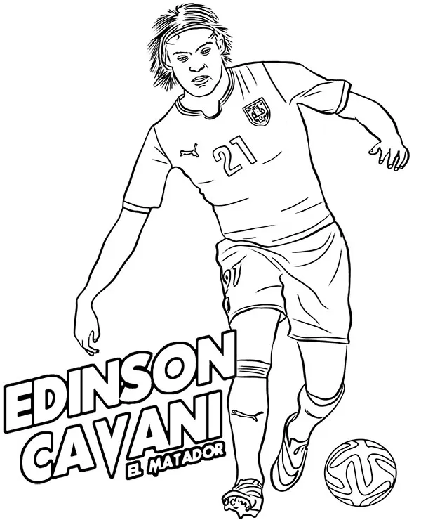 Edinson Cavani kolorowanka do druku dla dzieci