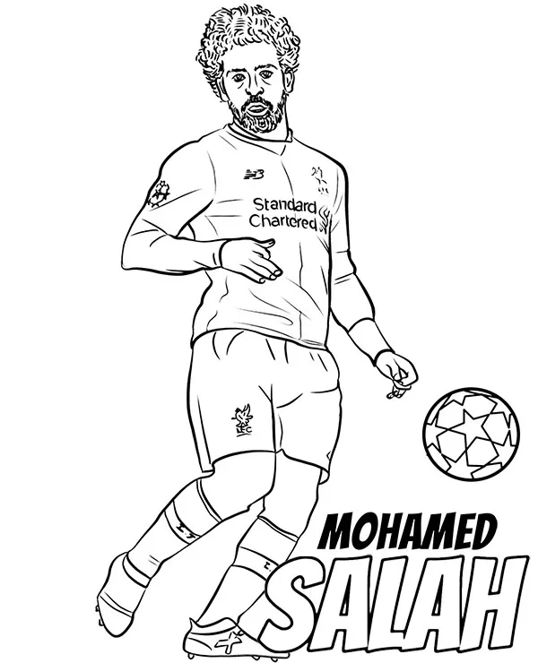 Mohamed Salah kolorowanka do druku dla dzieci