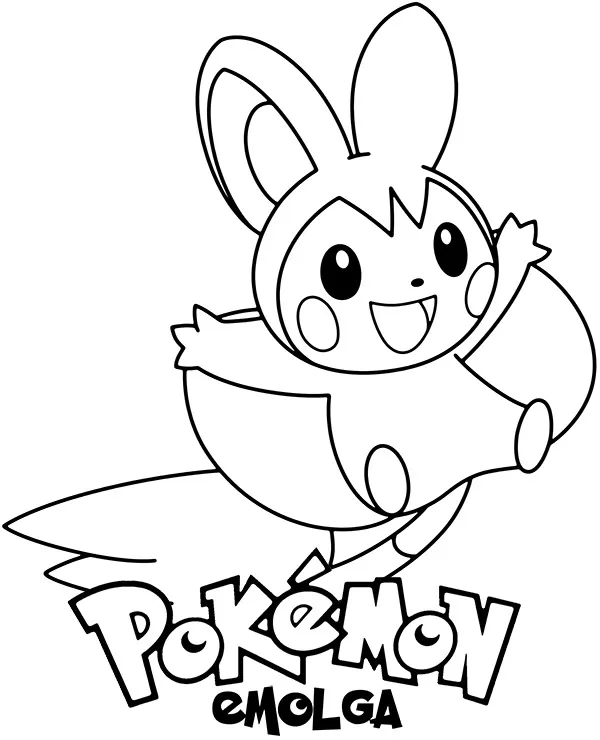 Pokemon Emolga kolorowanka do druku dla dzieci