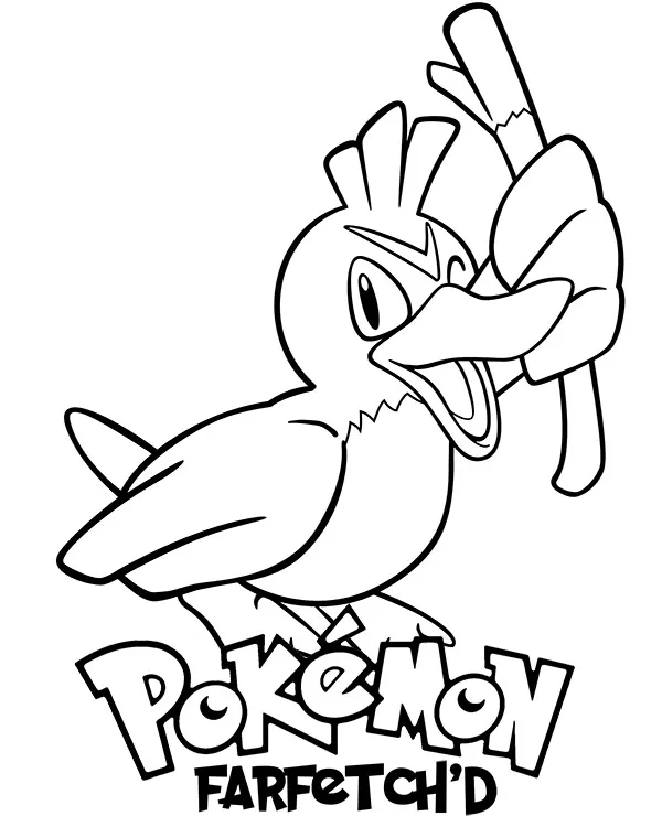 Pokemon Farfetchd kolorowanka do druku dla dzieci