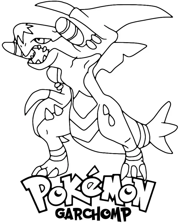 Pokemon kolorowanka Garchomp do druku