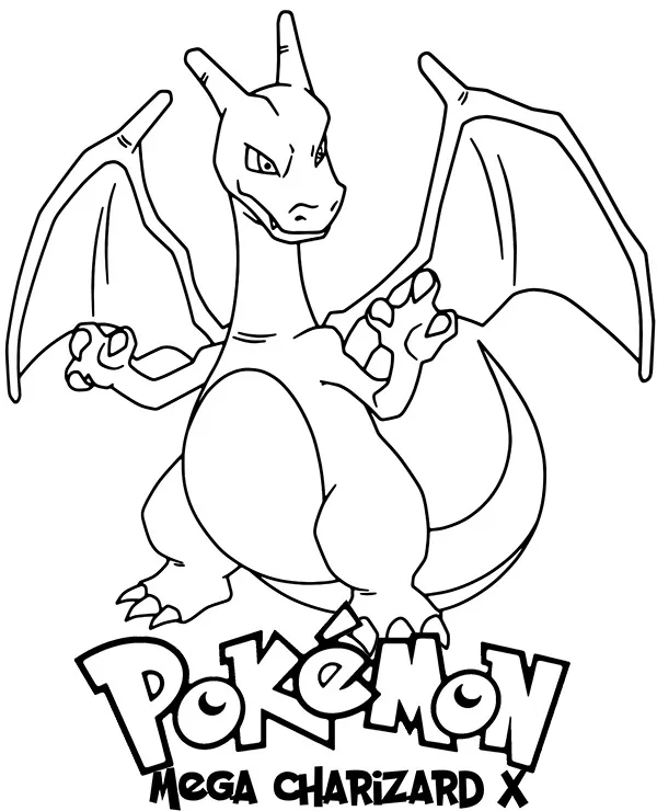 Pokemon Mega Charizard X kolorowanka do druku