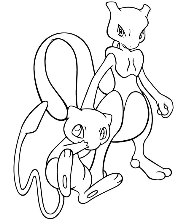 Pokemon malowanka Mew Mewtwo do druku