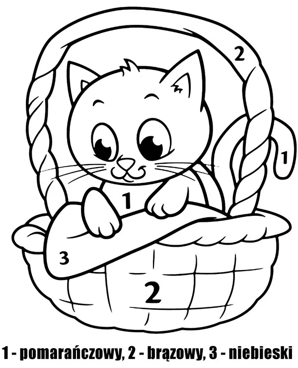 Pokoloruj według numerów kotek do druku