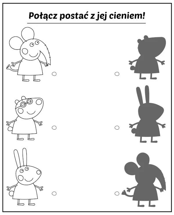 Połącz postać z cieniem Peppa do druku