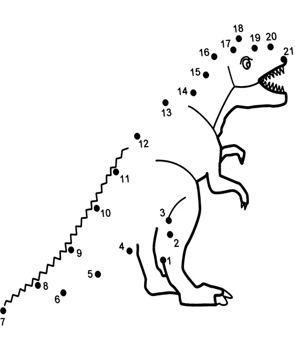 Połącz punkty dinozaur kolorowanka do druku