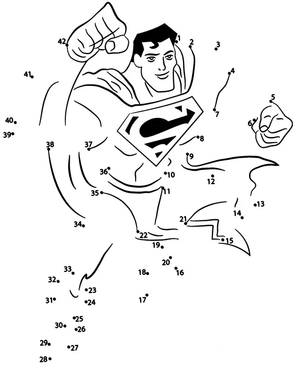 Połącz punkty superman kolorowanka do druku
