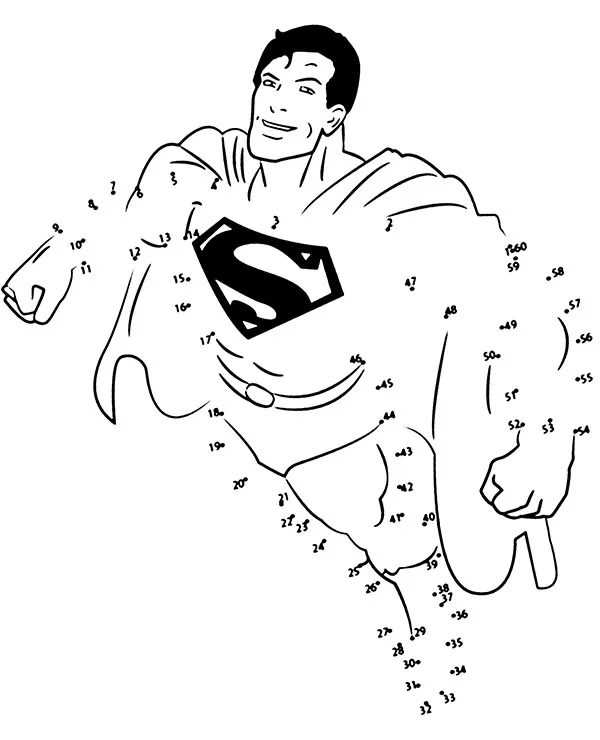 Połącz punkty superman kolorowanka dla dzieci