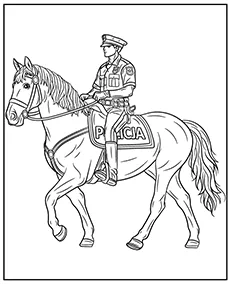 Policjant na koniu kolorowanka do druku