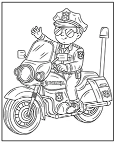 Policjant na motocyklu kolorowanka dla dzieci