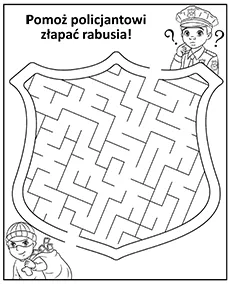 Labirynt policjant złapie rabusia kolorowanka