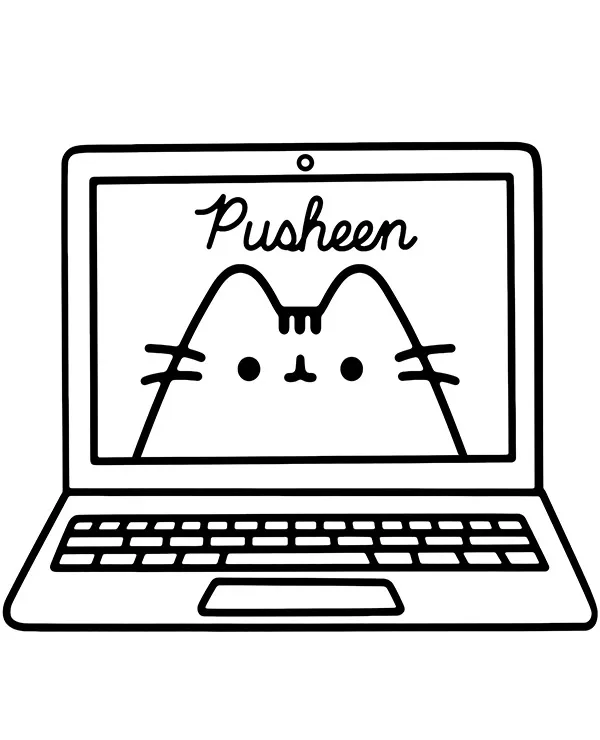 Pusheen kolorowanka laptop dla dzieci