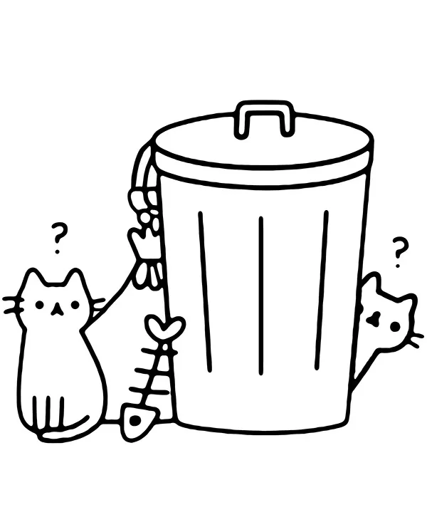 Pusheen kolorowanka śmieci dla dzieci