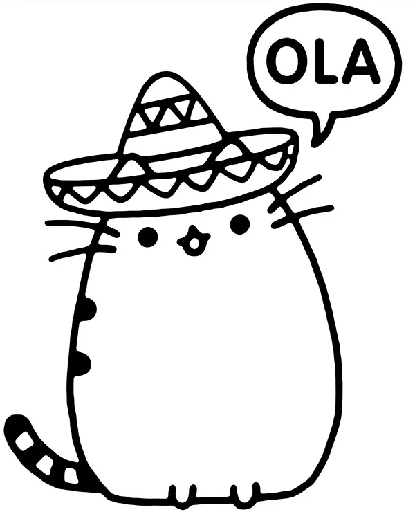 Pusheen kolorowanka sombrero dla dzieci