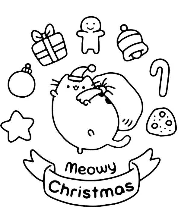 Pusheen kolorowanka święta do druku