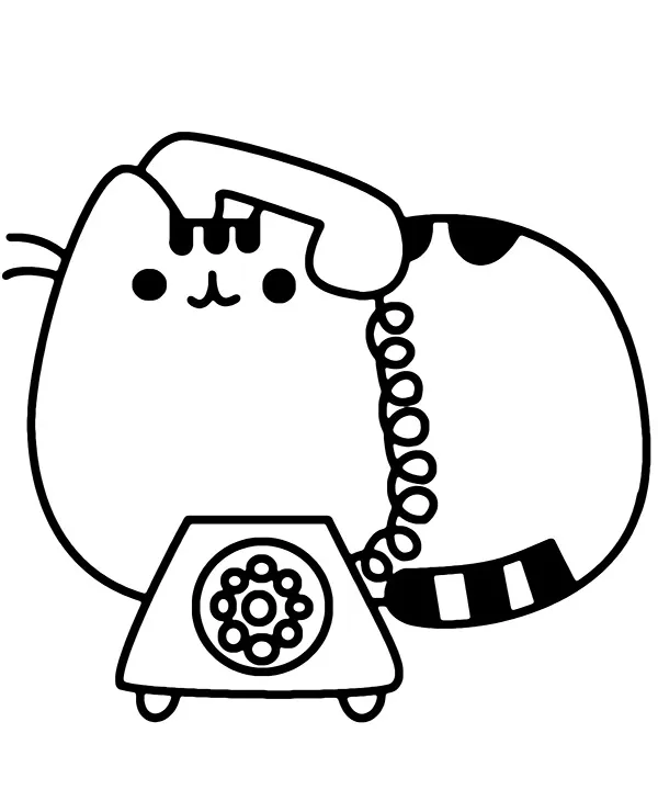 Pusheen kolorowanka telefon do druku