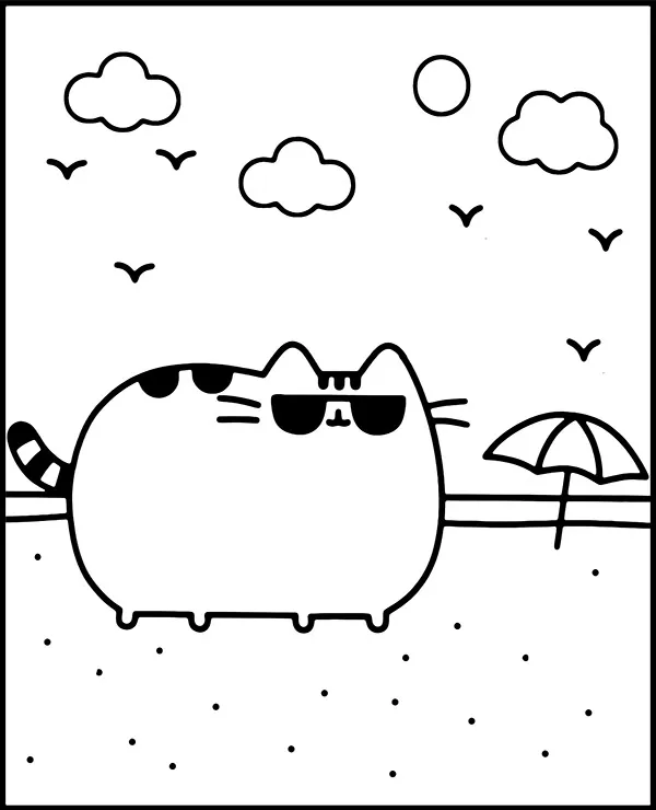 Pusheen malowanka plaża do druku
