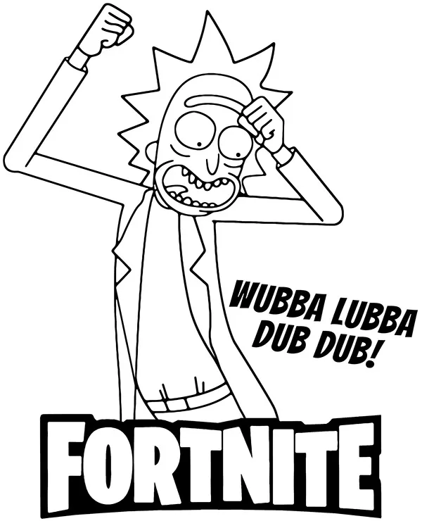 Rick Sanchez kolorowanka Fortnite do druku