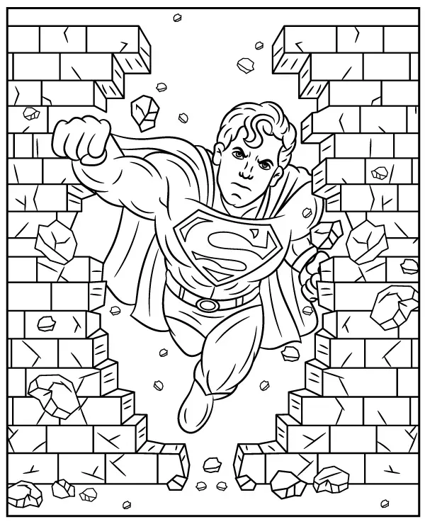 Rozbija mur kolorowanka Superman do druku