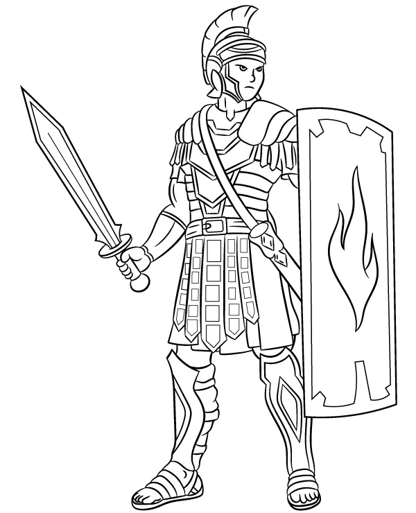 Rzymski centurion z mieczem kolorowanka do druku