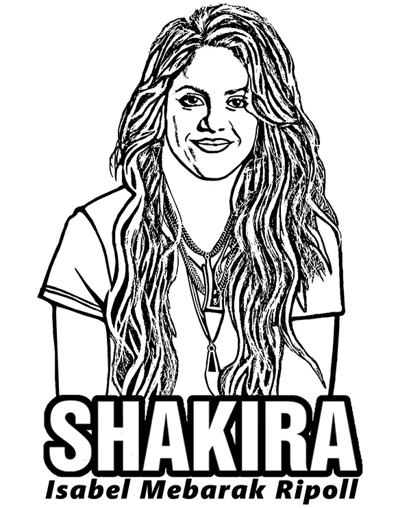 Shakira kolorowanka dla dzieci do druku