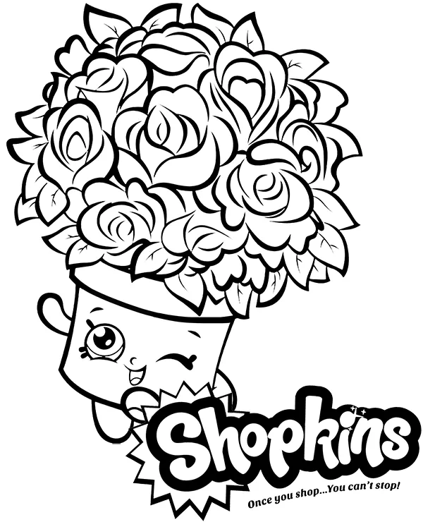Shopkins bukiet róż kolorowanka do druku