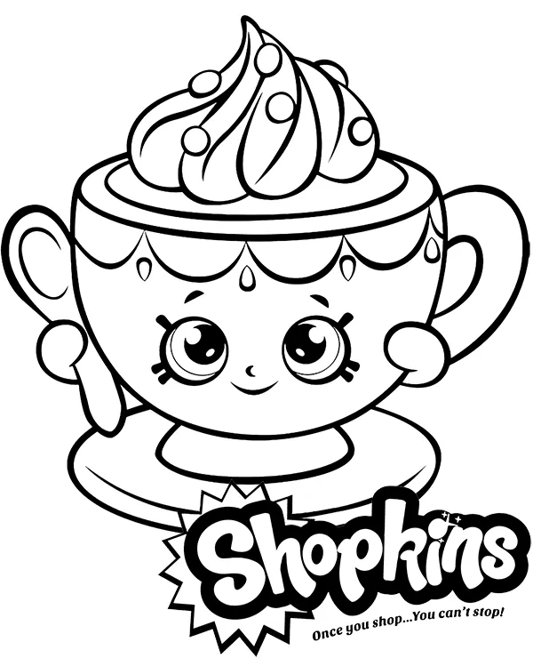 Shopkins Filizanka Herbaty kolorowanka do druku