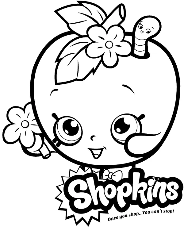 Shopkins Jabłko kolorowanka do druku