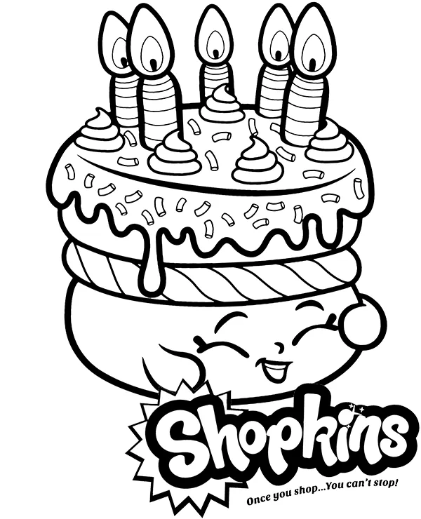 Shopkins Tort Urodzinowy kolorowanka do druku