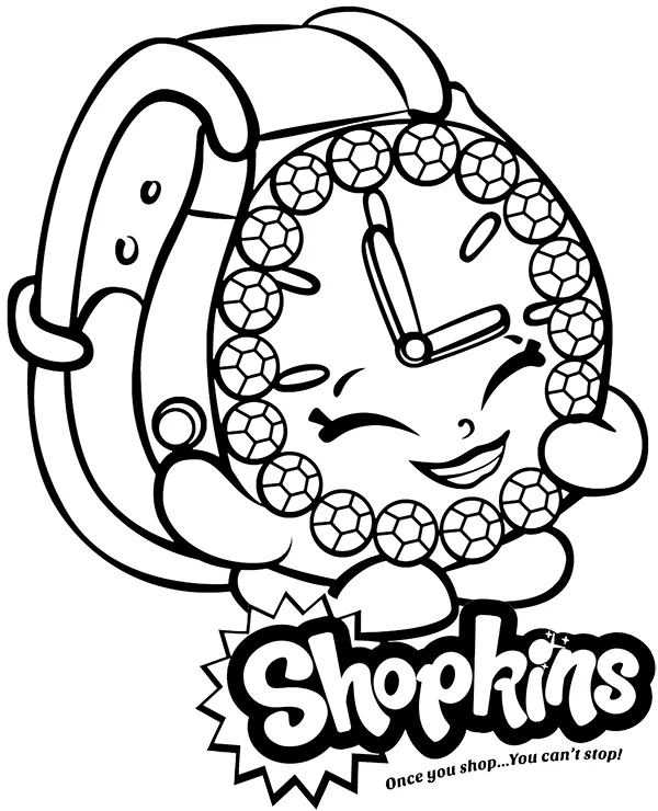 Shopkins kolorowanka zegarek Ticky Tock
