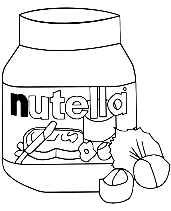 Kolorowanka do druku Słodycze Nutella
