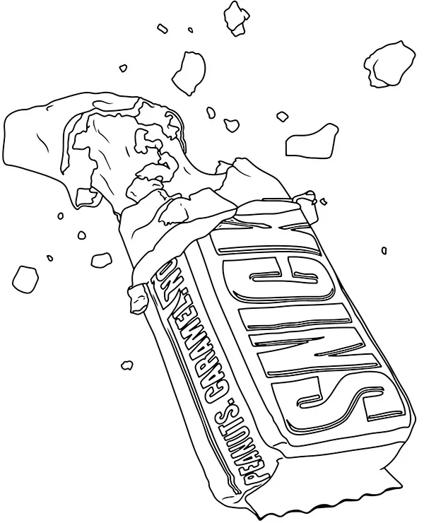 Kolorowanka do druku Słodycze Snickers