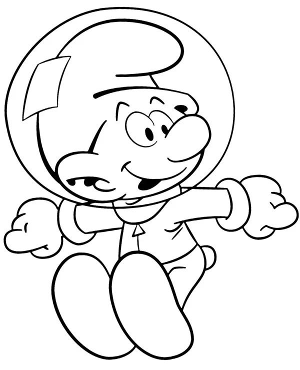 Smerfy astronauta w kosmosie kolorowanka