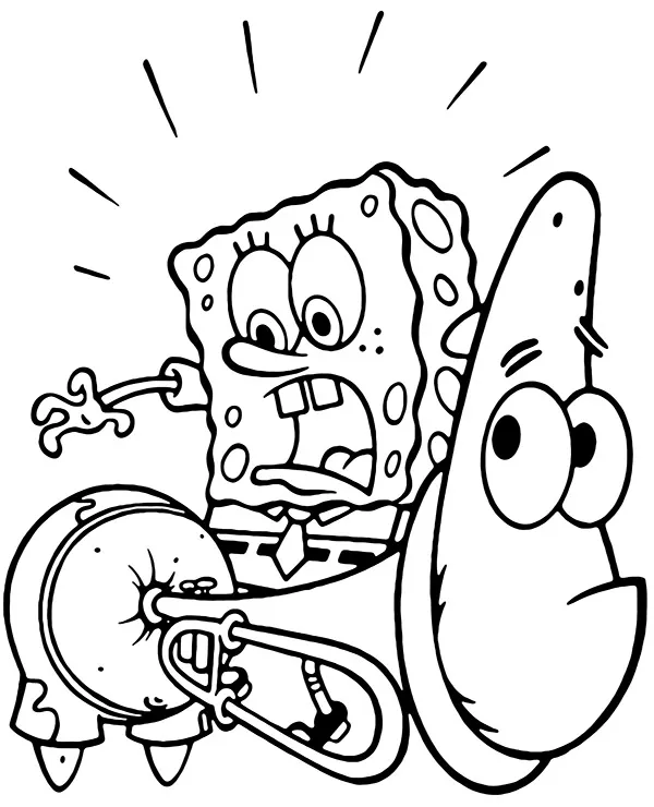 Kolorowanka śmieszna SpongeBob i Patryk