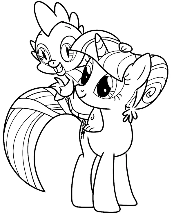 Kolorowanka - Smok Spike i kucyk Pony kolorowanka do druku