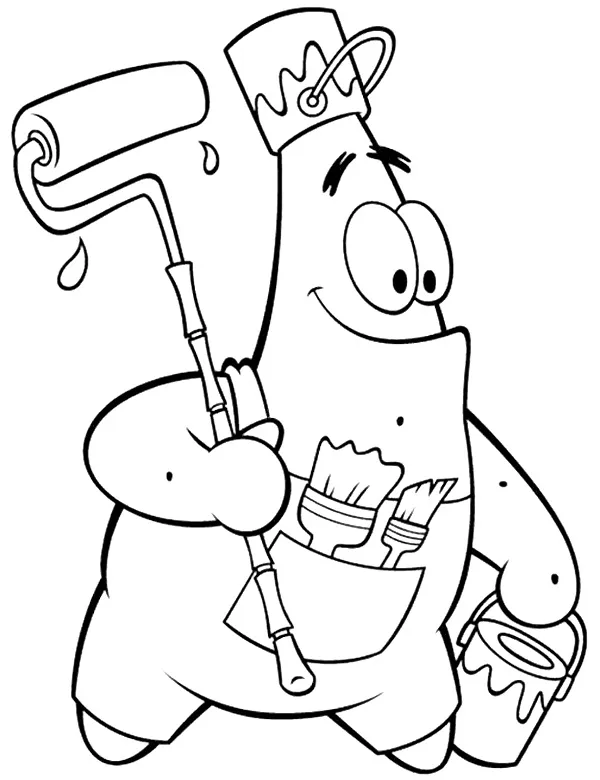 SpongeBob Patryk Malarz kolorowanka do druku