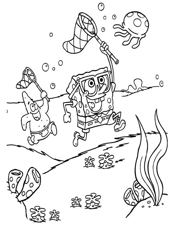 Kolorowanka SpongeBob 3 do druku dla dzieci