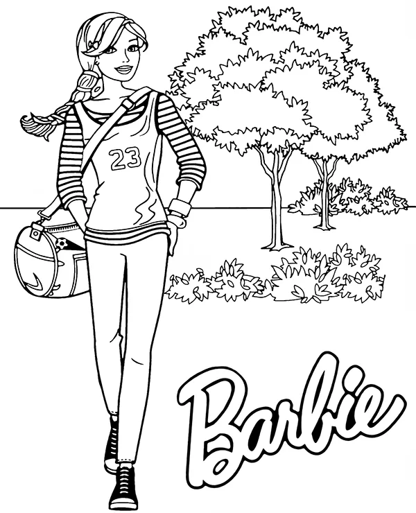 Kolorowanka Sportowa Barbie do druku