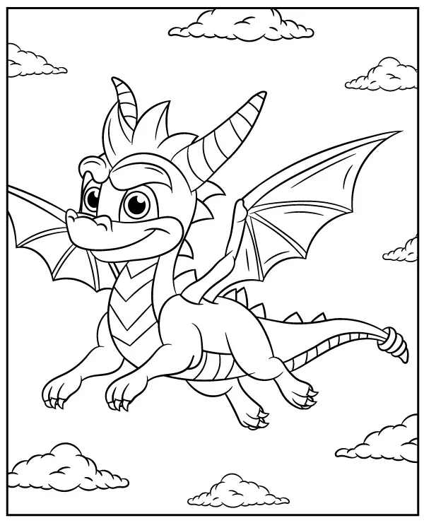 Spyro smok kolorowanka do druku dla dzieci