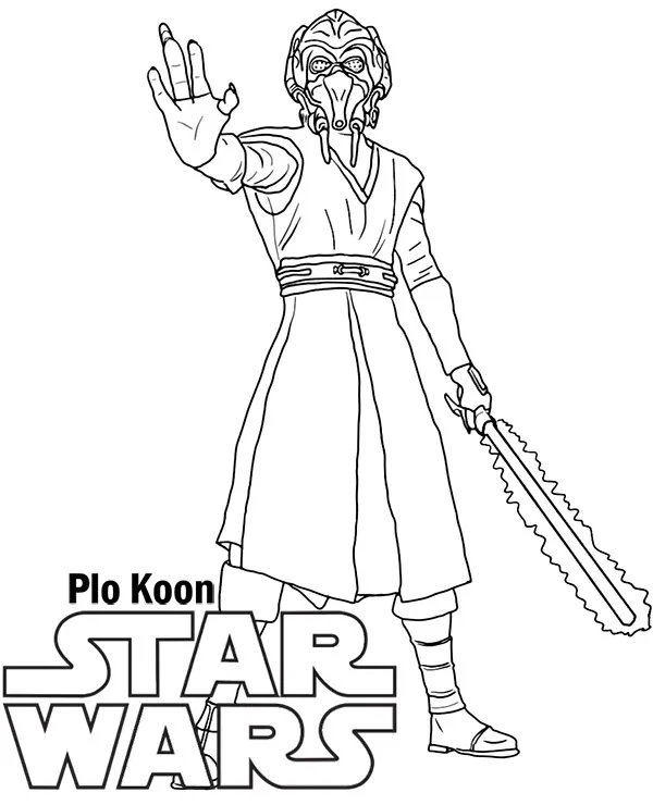 Kolorowanka do druku Star Wars Plo Koon