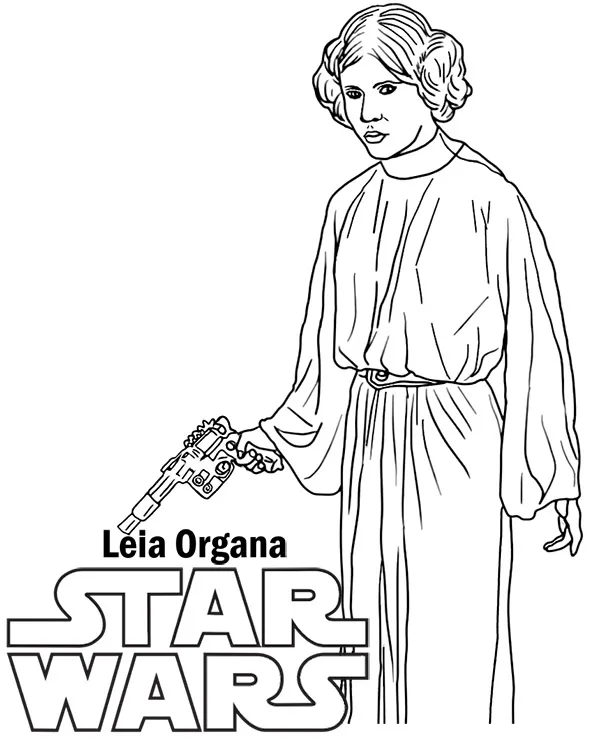 Kolorowanka do druku Star Wars Leia Organa