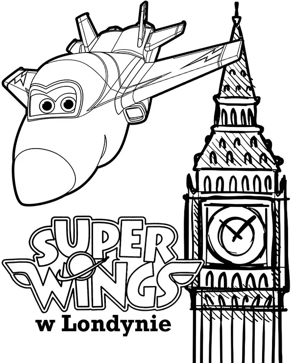 Super Wings Samoloty w Londynie kolorowanka