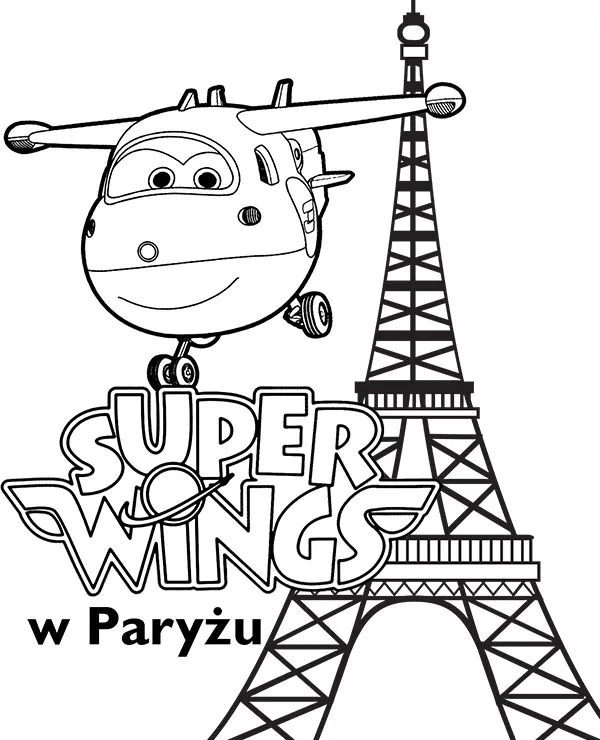 Super Wings Samoloty w Paryżu kolorowanka